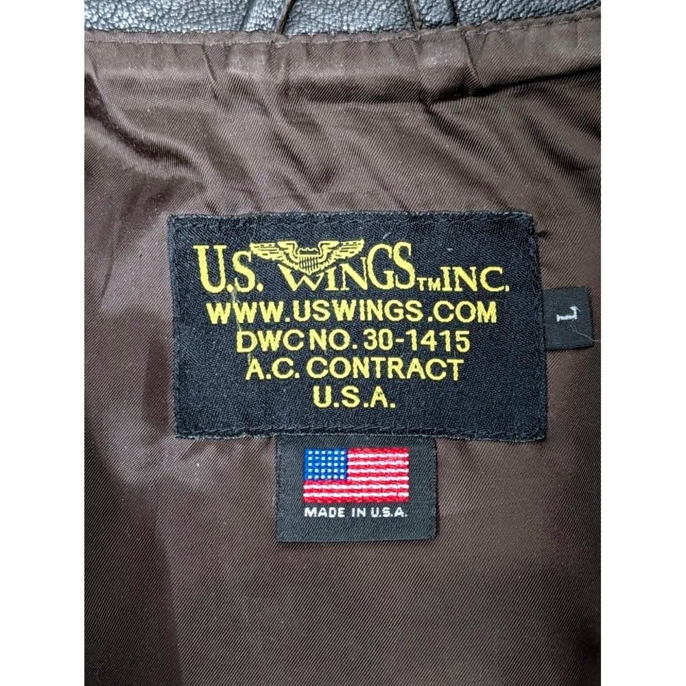 US Wings A-2 Leather Flight Jacket Brown Dept of State Patch Mens Large USA Made - Picture 6 of 10